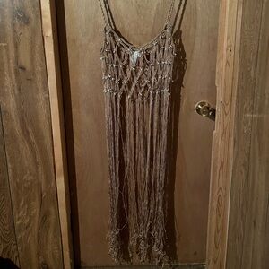 Anthropologie Beige Crochet Cover Up